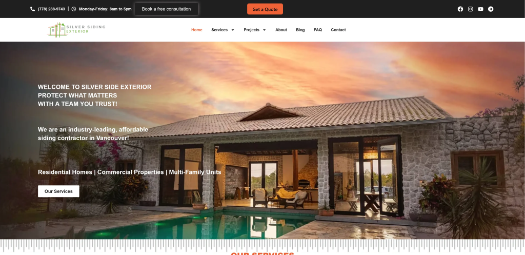 silversiding exterior web design