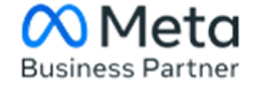 Meta Business Partner logo featuring the Meta infinity symbol and text indicating official business partnership with Meta platforms