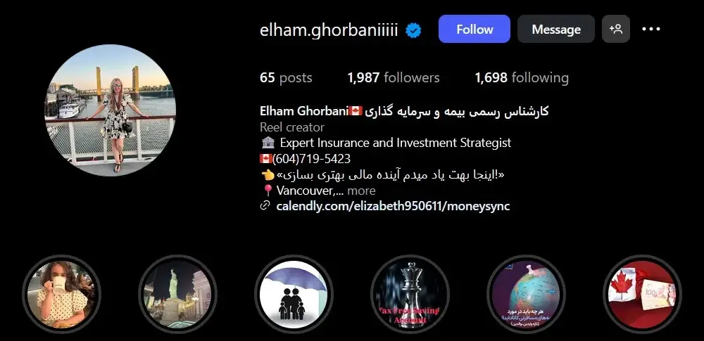 Elham Ghorbani social media