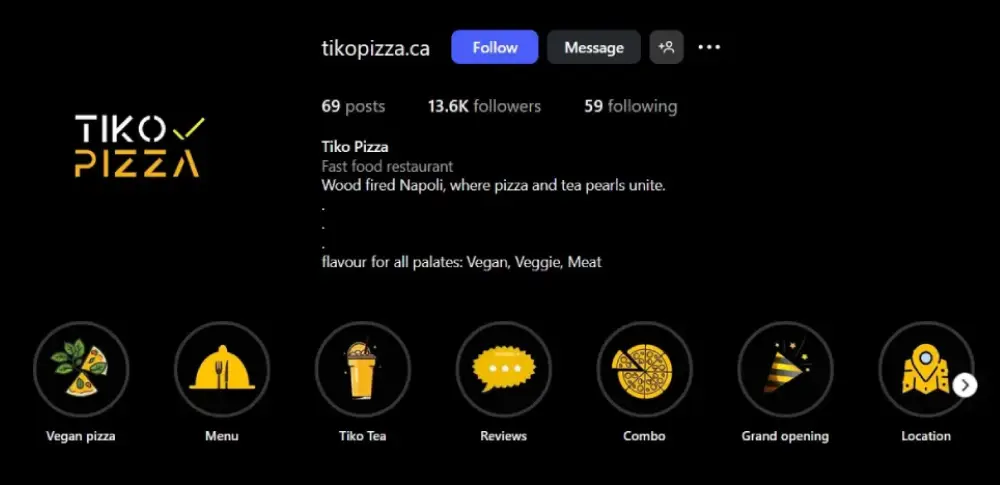Tiko Pizza Social Media