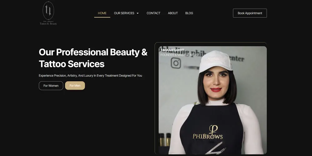 Taranika Beauty Studio website design