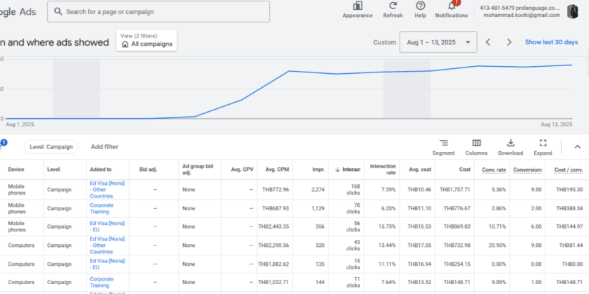 Prolanguage Google Ads