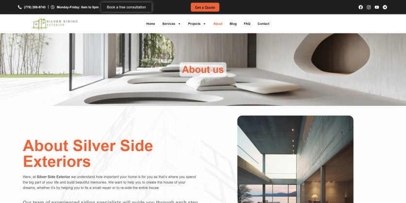 silversiding exterior web design