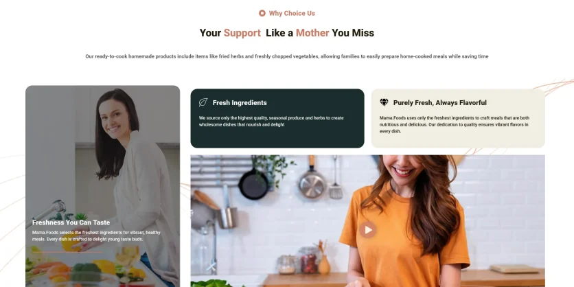 mama sara foods web design