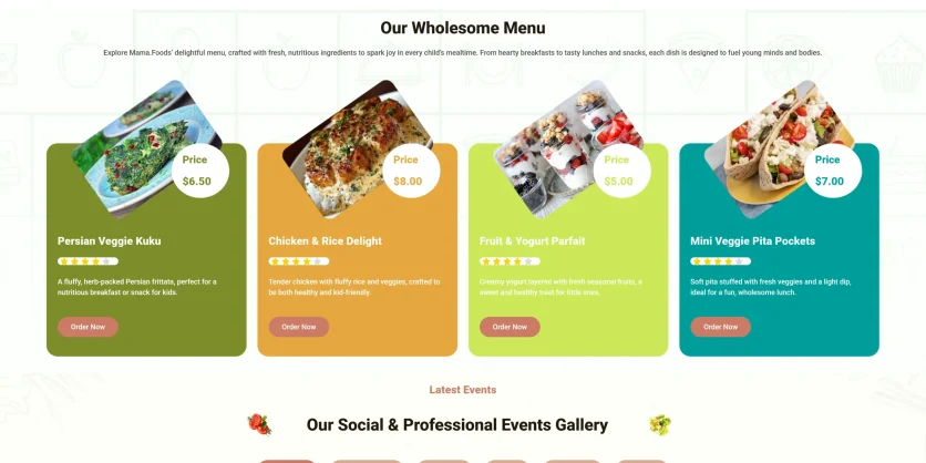 mama sara foods web design