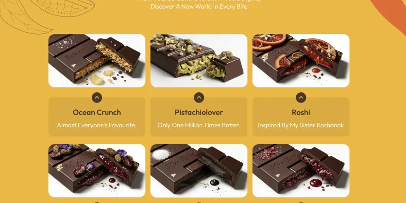 Oh My Sherry website design showcasing a cozy café and handcrafted chocolate brand homepage