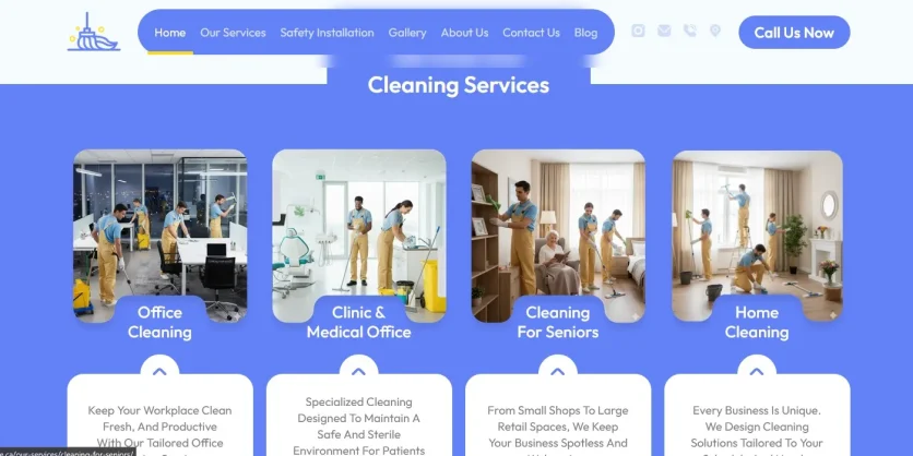 Web Design for Vesta Cleaning company 2