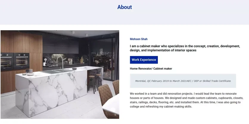 Web Design service - ResoShah Renovation-About us Page
