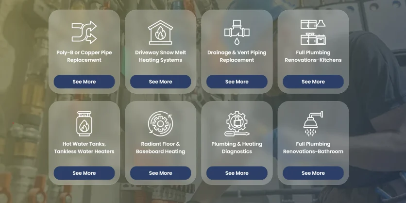 Kian Plumbing website design displaying clear structured plumbing service categories