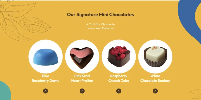 Oh My Sherry website design showcasing a cozy café and handcrafted chocolate brand homepage