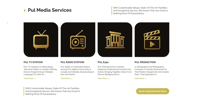 Pull Media digital media services presented on a professional website design